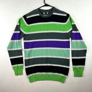 Orage Long Sleeve Crewneck Striped Knit Sweater Size M